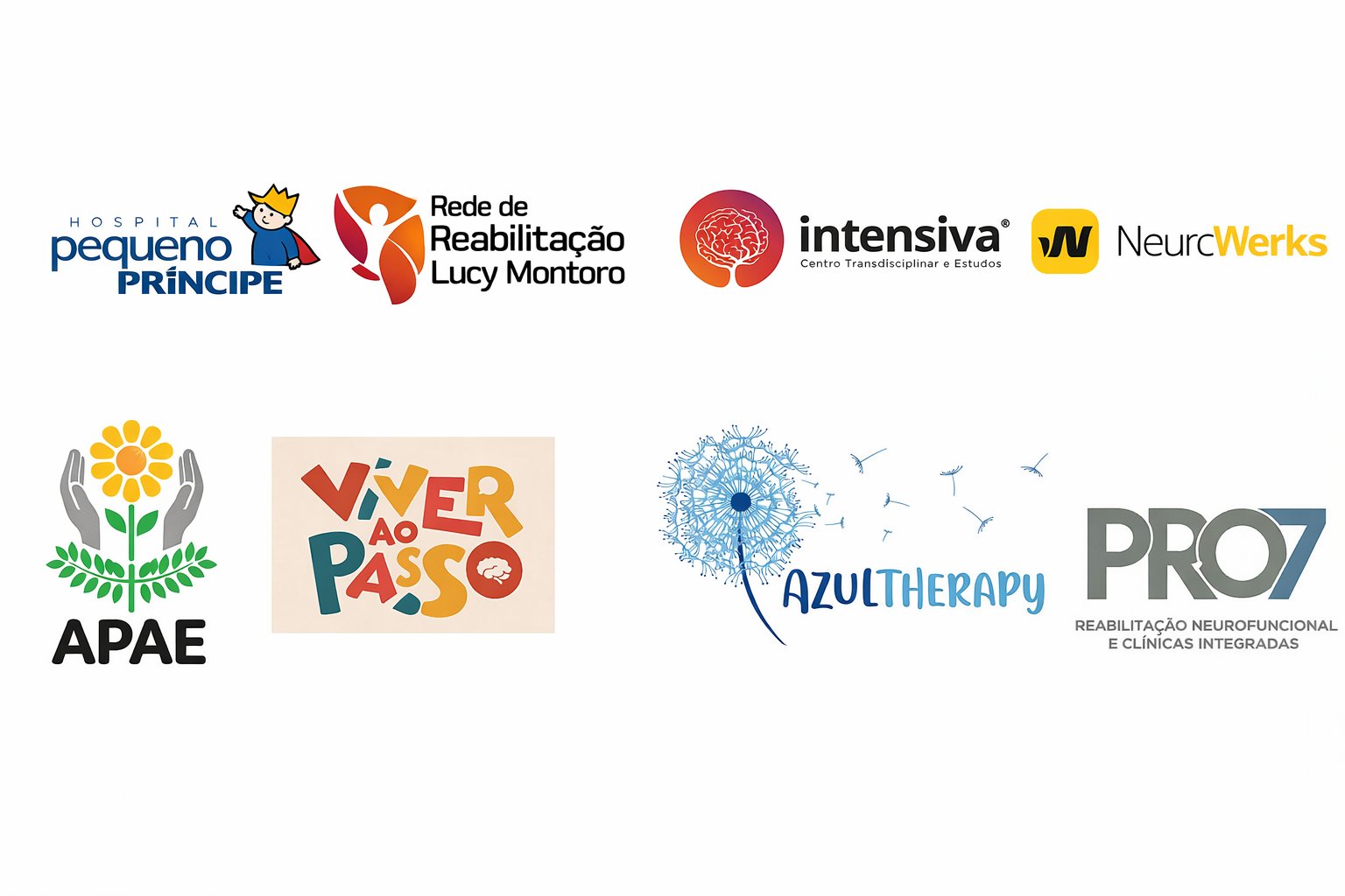 Logos das clínicas e hospitais parceiros da New Cycle